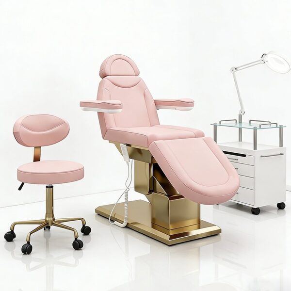 d17_main_9_1 Salon Furniture Pink Leather Facial Spa Massage Table Luxury Gold Base... - Massage Bed | Nova Spa Equipment