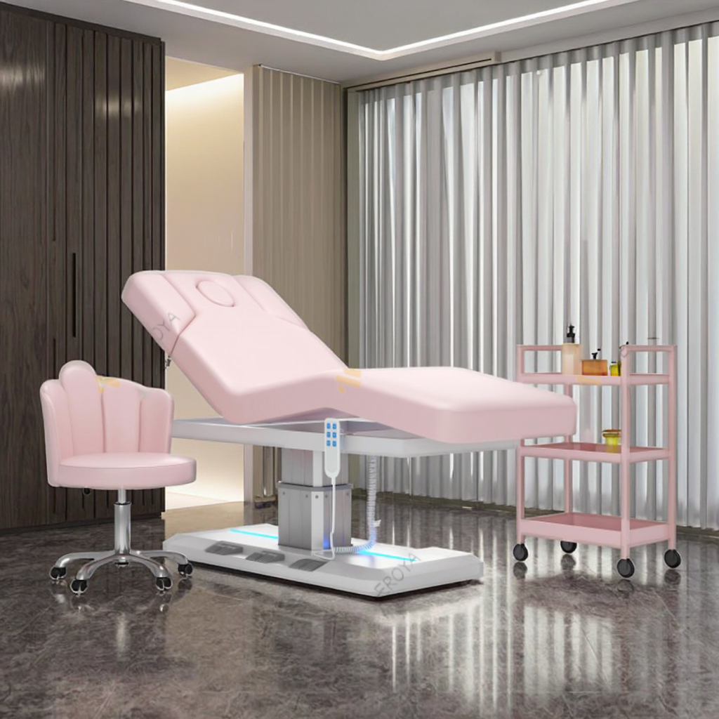 Beauty Salon 3 Motors Electric Massage Table and Chair Luxury Pink Cus... - Massage Bed | Nova Spa Equipment
