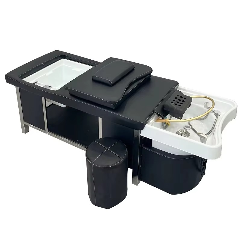 Modern Thai Spa Head Water Therapy Treatment Lay Down Washing With Foot Basin Massage Chair Salon Shampoo Bed