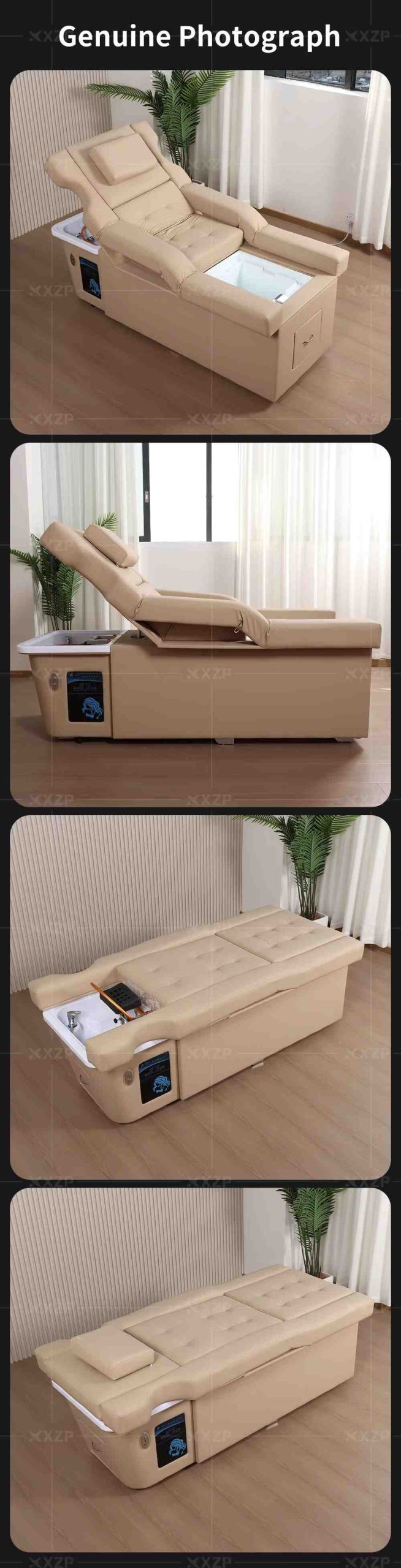 Thailand Head Spa Lie Down Spa Shampoo Chair Salon Electric Pedicure Massage Shampoo Bed with Water Circulation Steamer