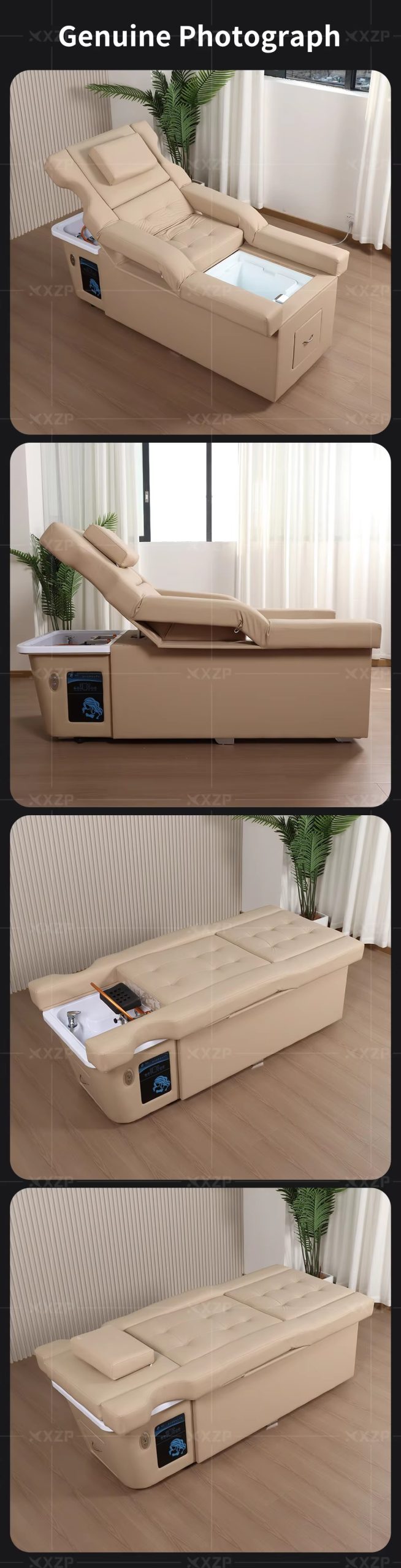 Luxury Salon Spa Electric Back Lift Massage Table Foot Spa Beauty Salon Japanese Head Spa Shampoo Bed