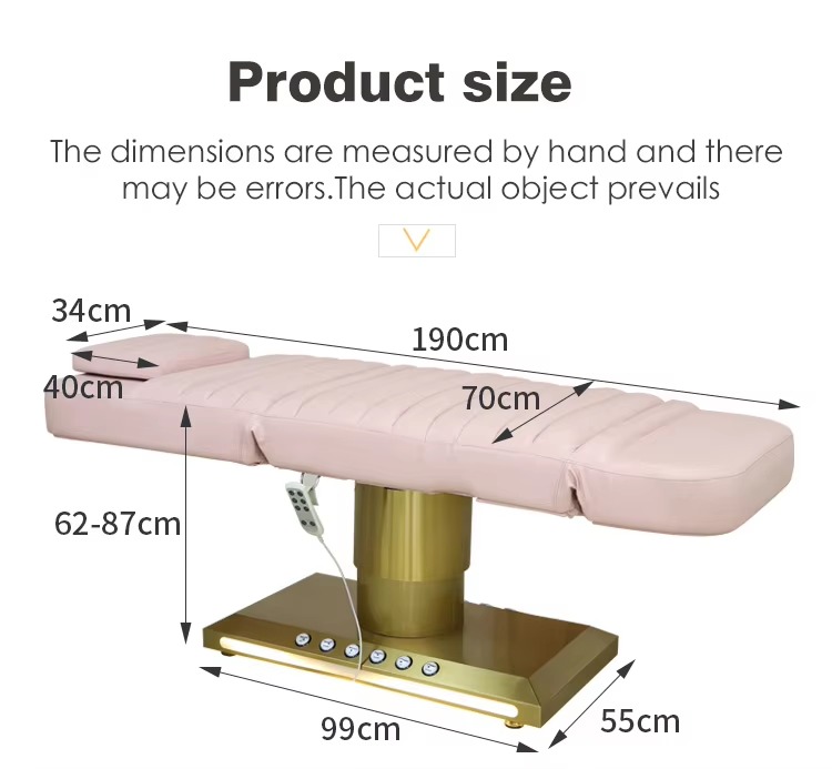 Modern Luxury Gold Spa Salon Beauty Bed Electric Facial Massage Table Eyelash Bed