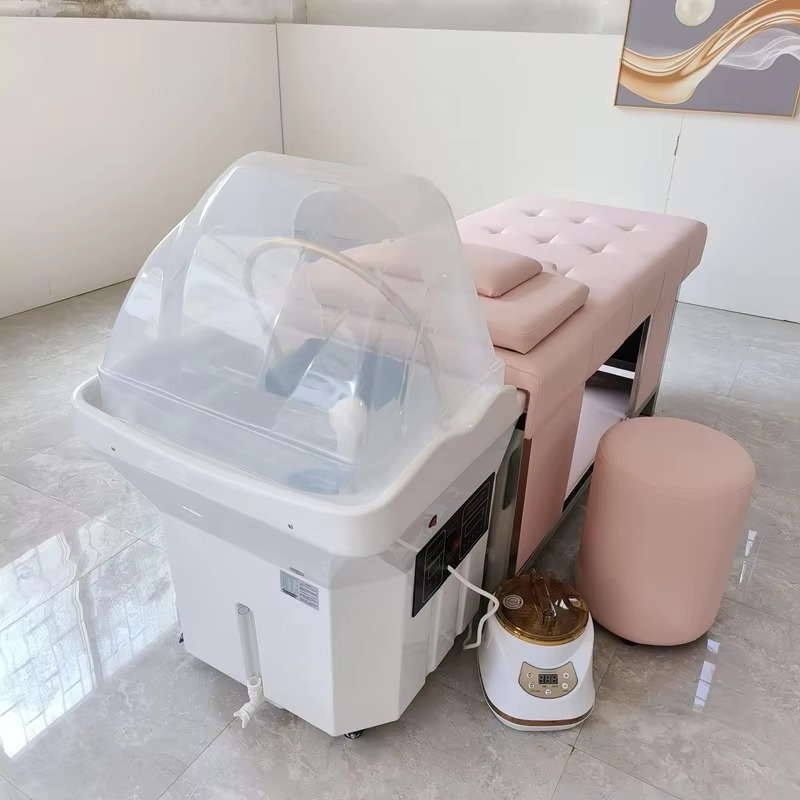 Salon Furniture Hair Washing Bed with Basin & Steam Therapy for Head Spa Water Therapy Circulation Storage Tanks for salon