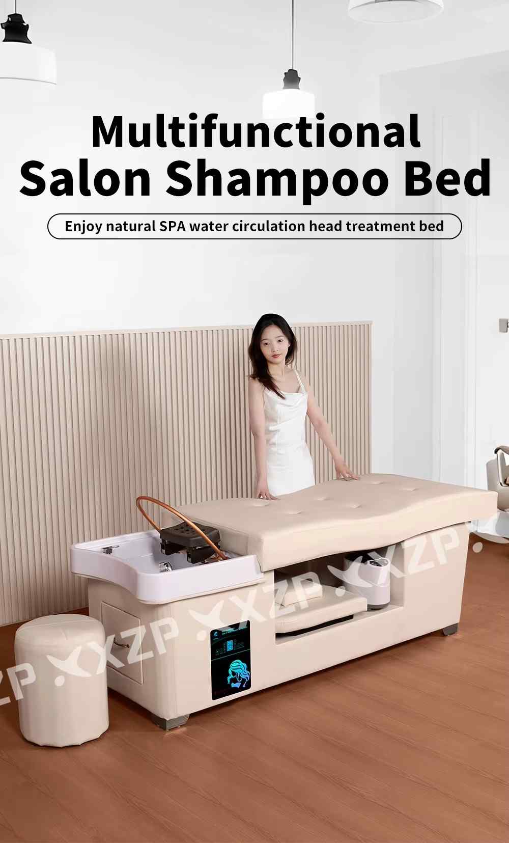 Beauty Salon Furniture Water Circulation Steamer Spa Thai Massage Table Head Spa Shampoo Bed