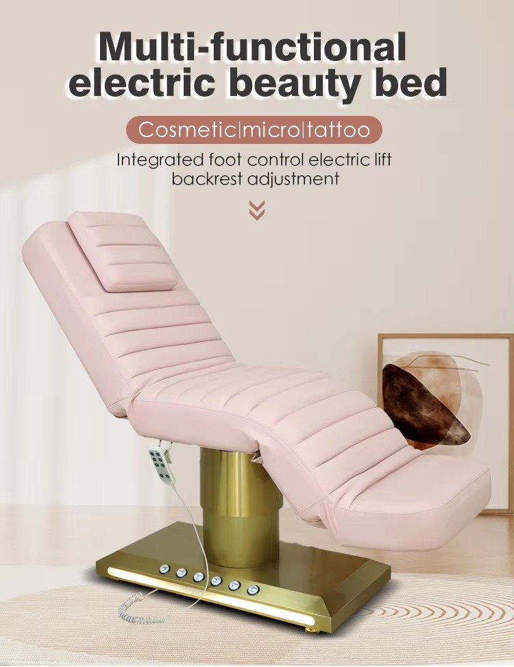 Modern Luxury Gold Spa Salon Beauty Bed Electric Facial Massage Table Eyelash Bed