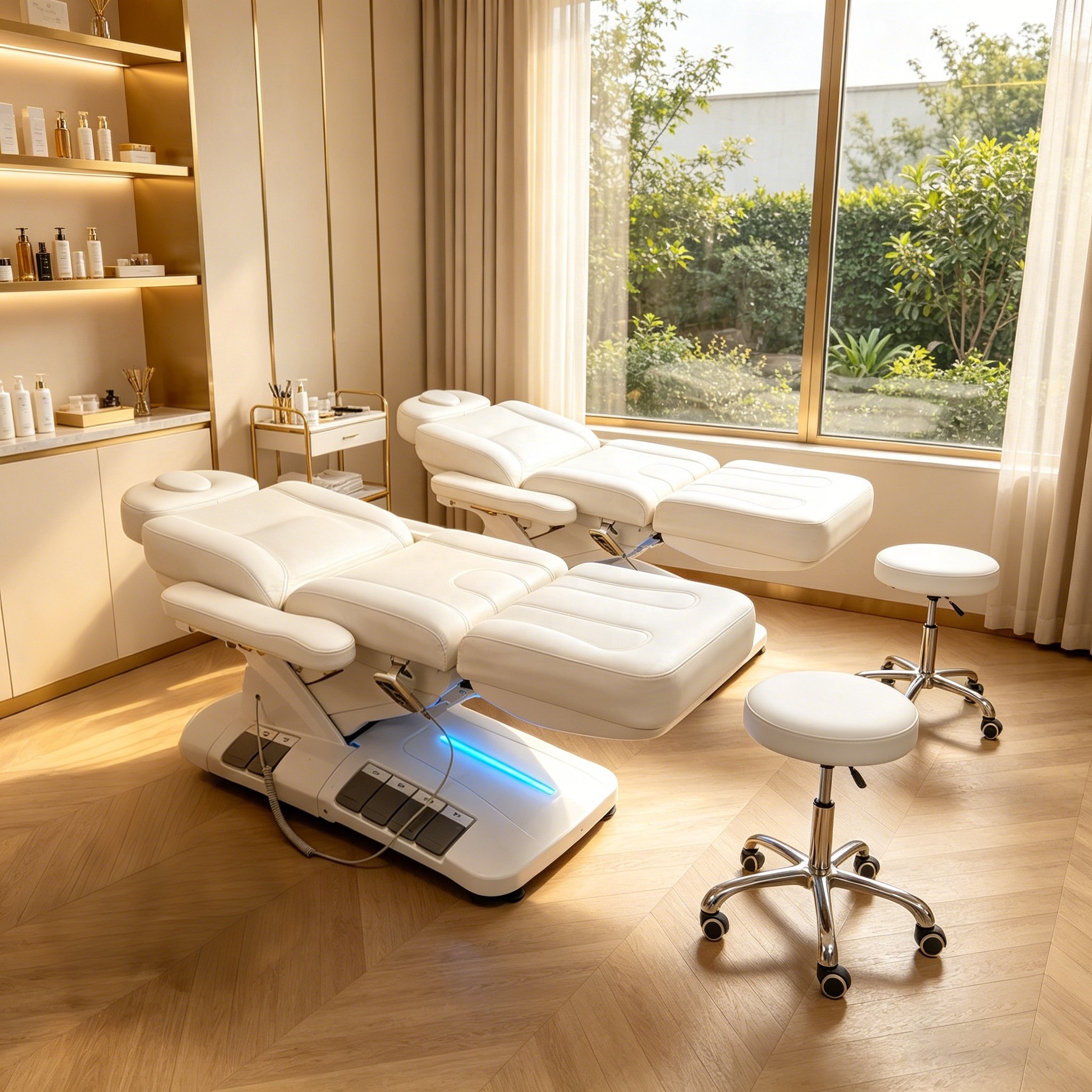 Electric Beauty Bed with Foot Control, LED Light Base & 3 4 Motors... - Medical Treatment Bed | Nova Spa Equipment