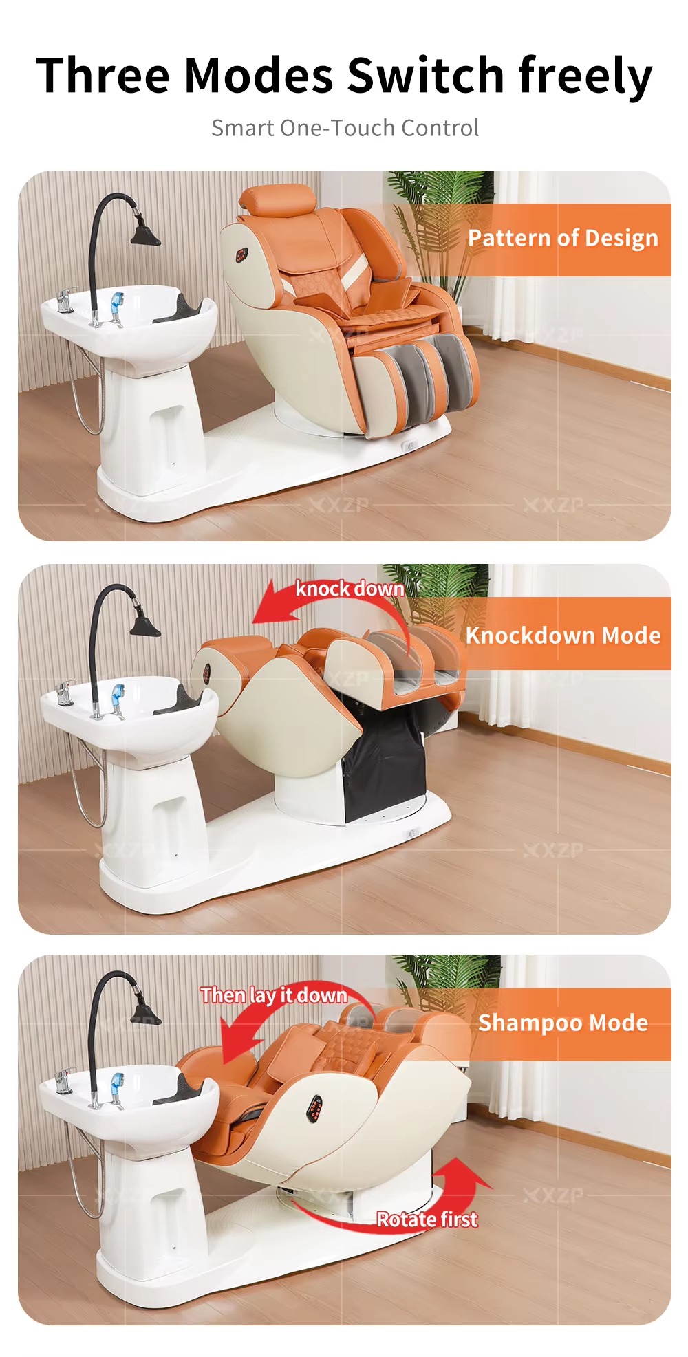 Salon Furniture Electric Luxury Beauty Salon Furniture Head Spa Shampoo Chair Bed Shampoo Chair Backrest Automatic Massage Chair