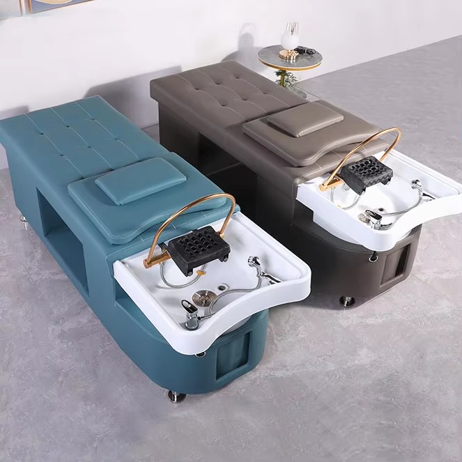 Hot Sale Modern Saloon Head Washing Chair Thai Massage Salon Spa Shampoo Basin Beds Synthetic Leather Lay Down Washing Chair