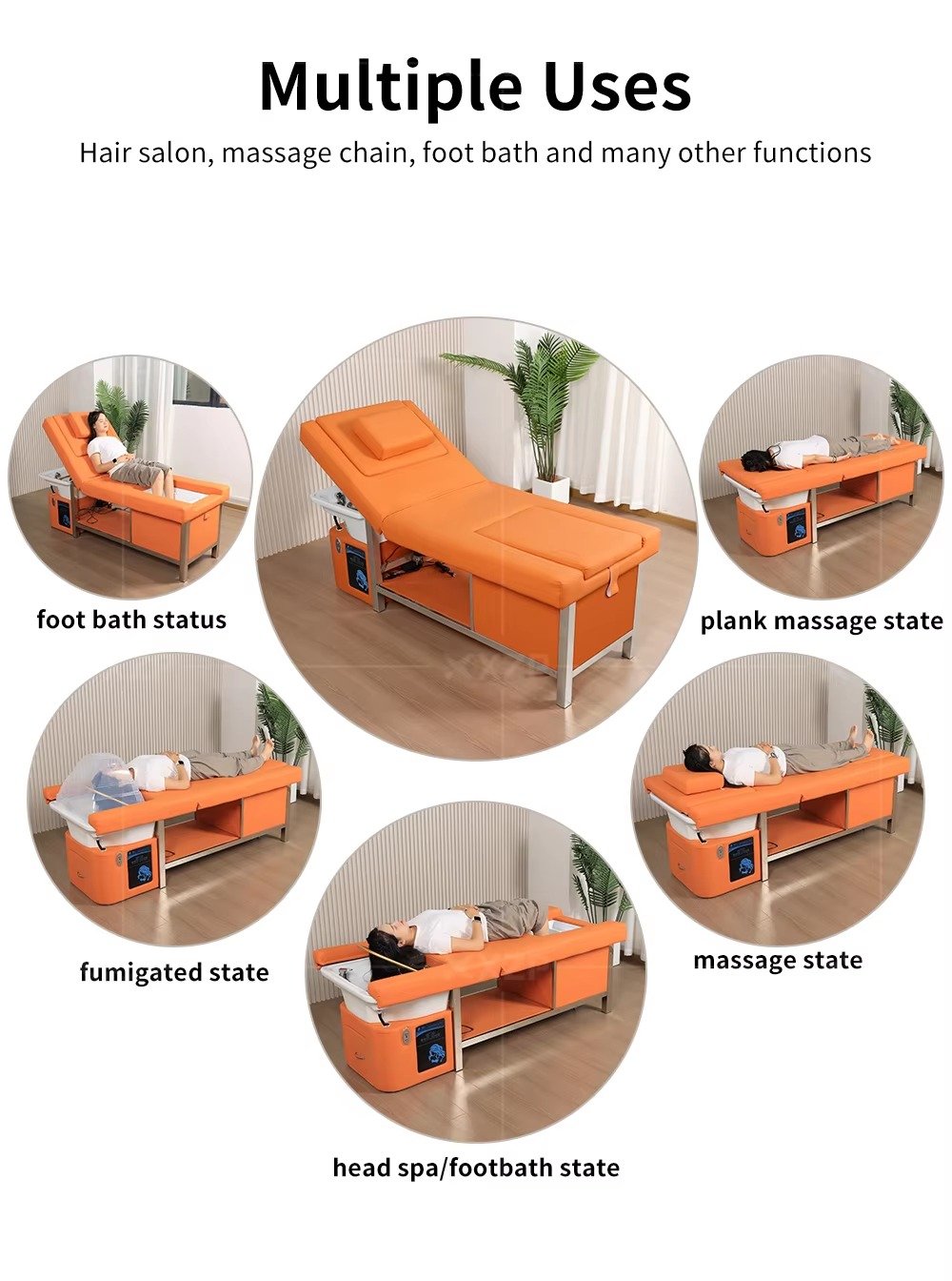 Factory Salon Furniture Electric Massage Shampoo Chair Back Lift Massage Pedicure Foot Spa Head Spa Shampoo Bed