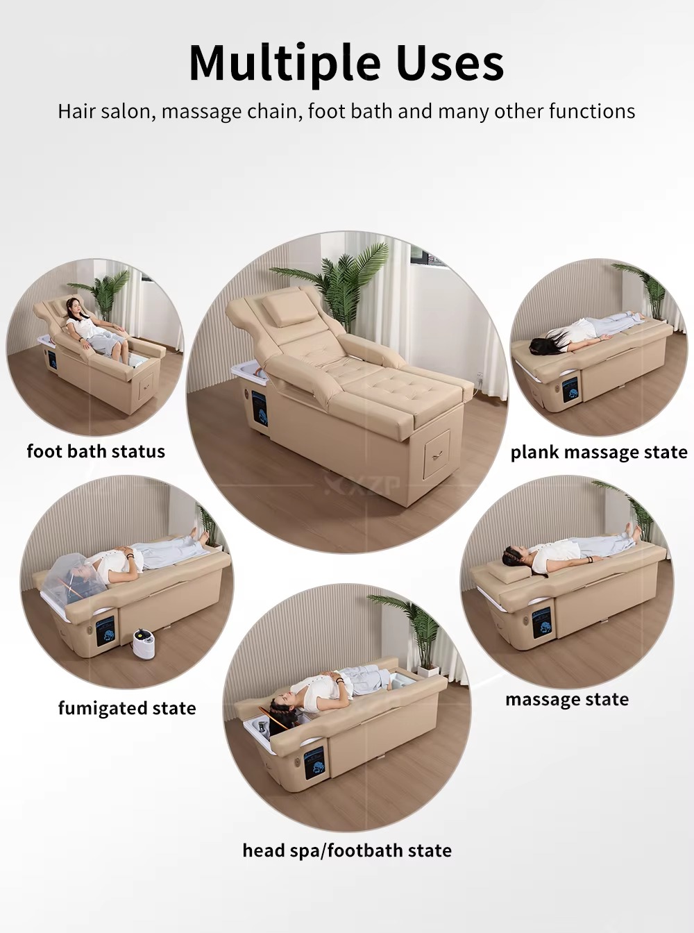 Luxury Salon Spa Electric Back Lift Massage Table Foot Spa Beauty Salon Japanese Head Spa Shampoo Bed