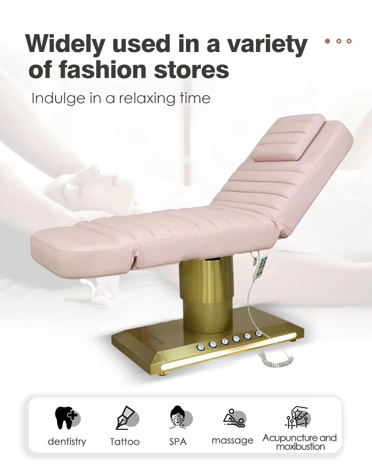 Modern Luxury Gold Spa Salon Beauty Bed Electric Facial Massage Table Eyelash Bed