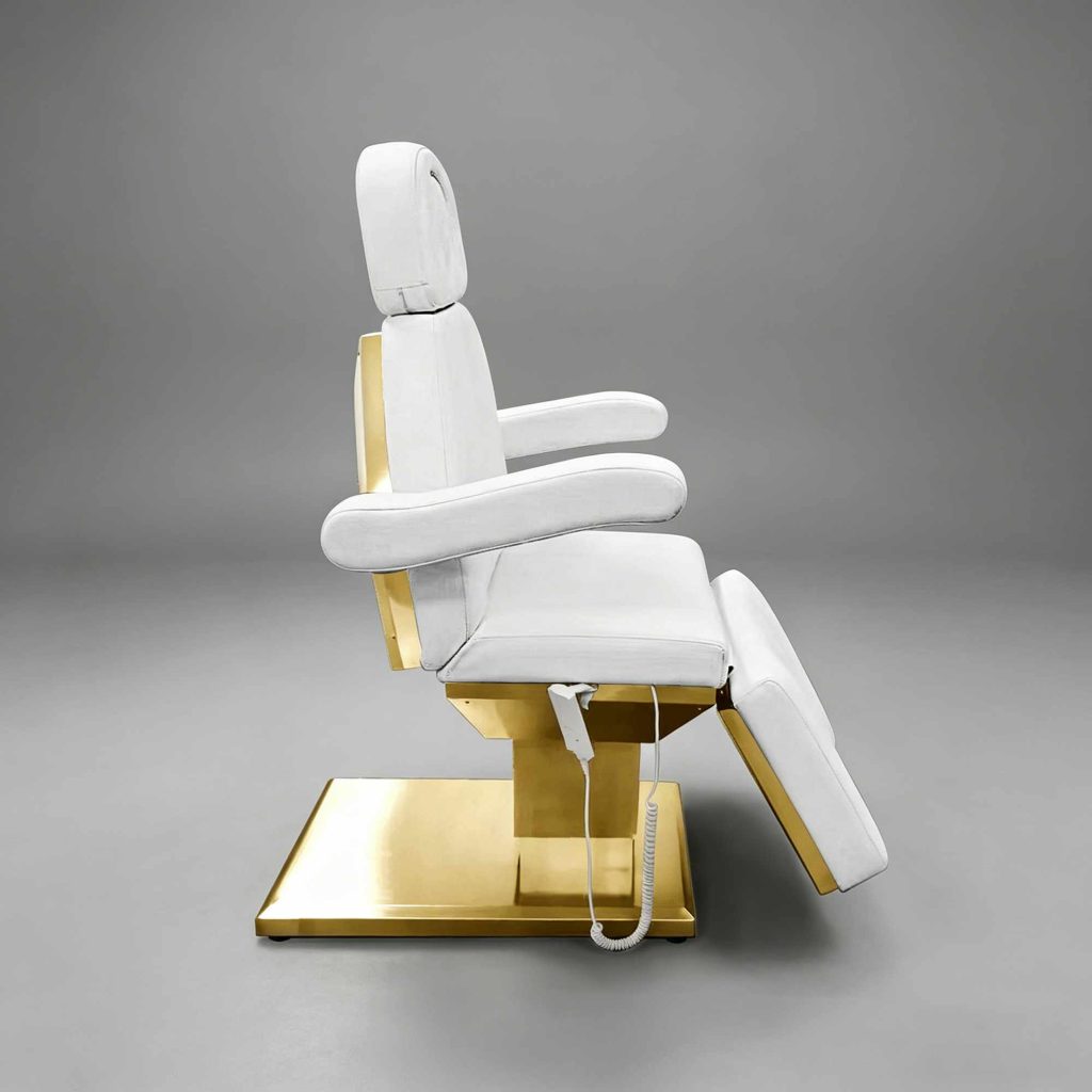 White Gold Pedicure Chairs Electric Spa Chair Adjustable Massage Chair... - Massage Bed | Nova Spa Equipment