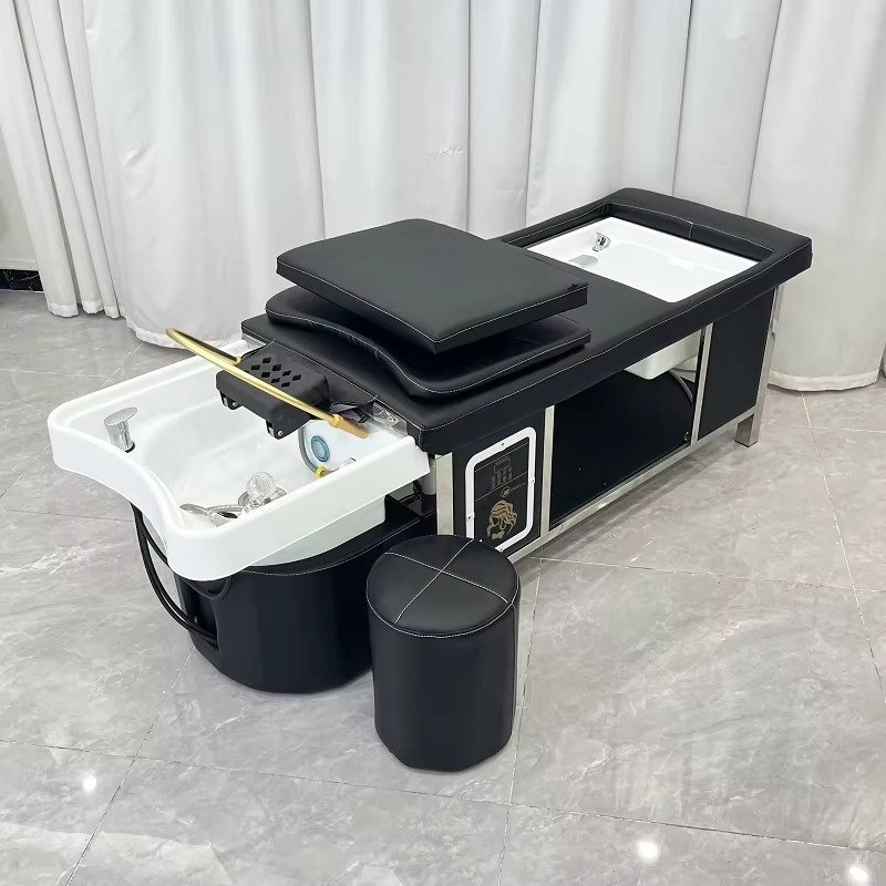 Modern Thai Spa Head Water Therapy Treatment Lay Down Washing With Foot Basin Massage Chair Salon Shampoo Bed