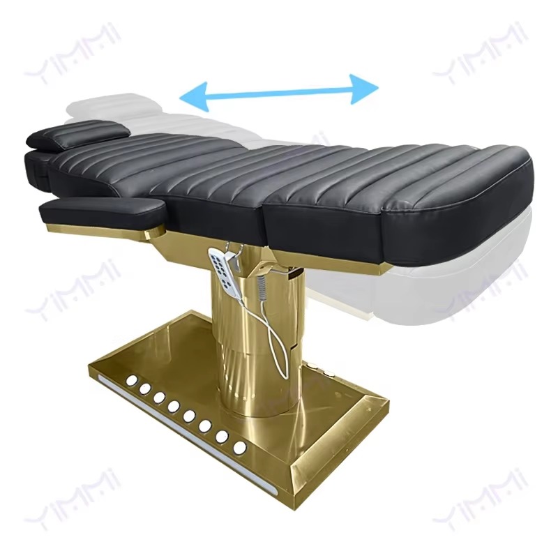 YIMMI Professional Beauty Bed with LED Light Strips Motorized Backrest Legrest Height Adjustment Electric Spa Table