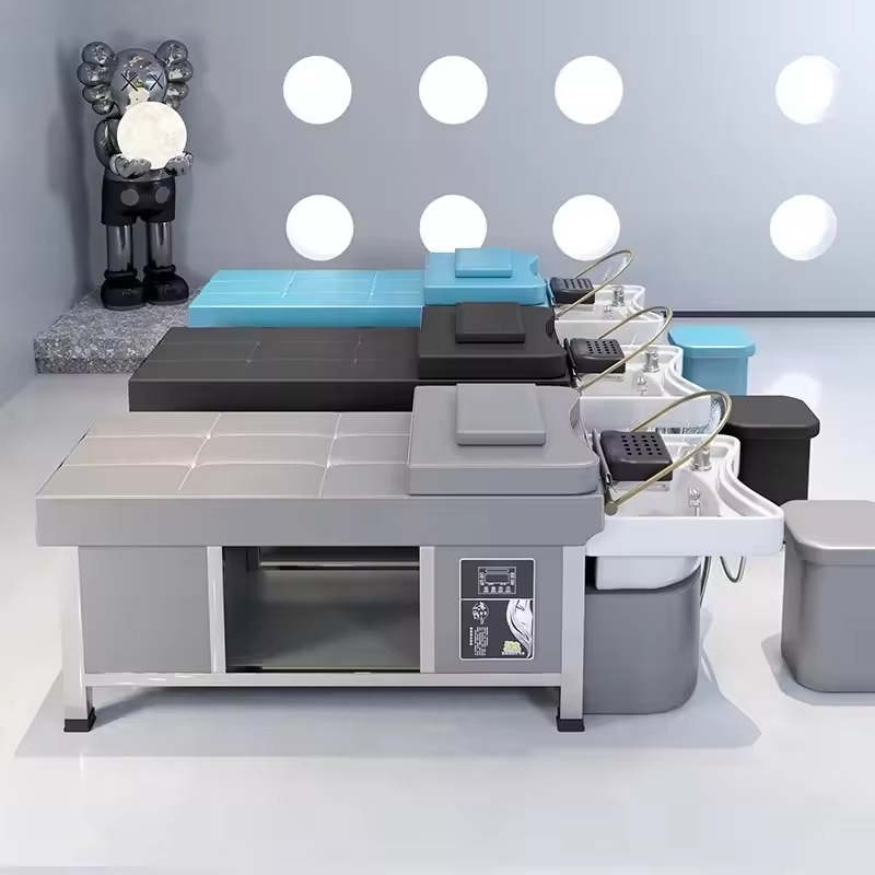 Hair Salon Equipment Salon Hair Head Spa Bed Wash Chairs Basin Shampoo Bed Steam Cover With Ceramic Ready to Shipping