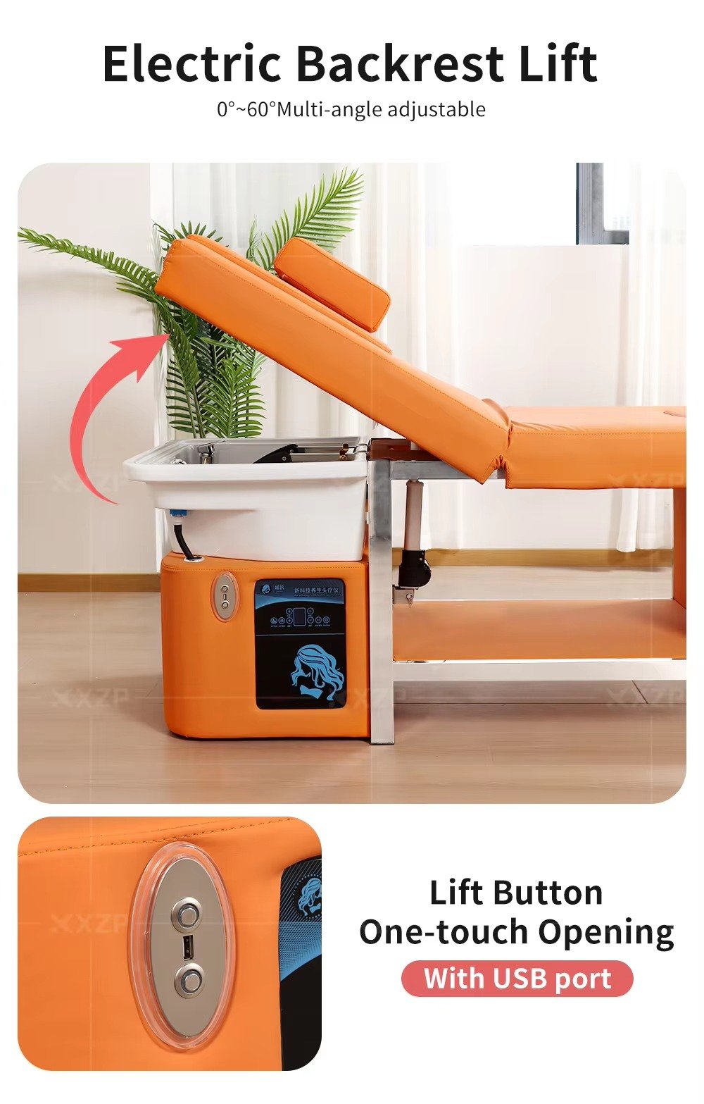 Factory Salon Furniture Electric Massage Shampoo Chair Back Lift Massage Pedicure Foot Spa Head Spa Shampoo Bed