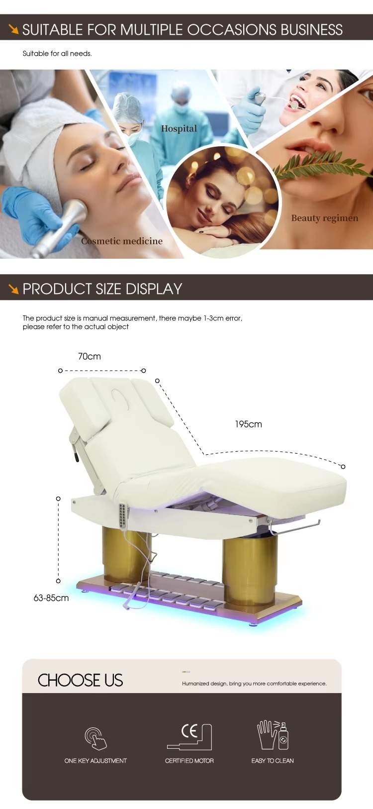 Modern beauty salon electric massage bed eyelash facial spa lounge chair electric beauty bed