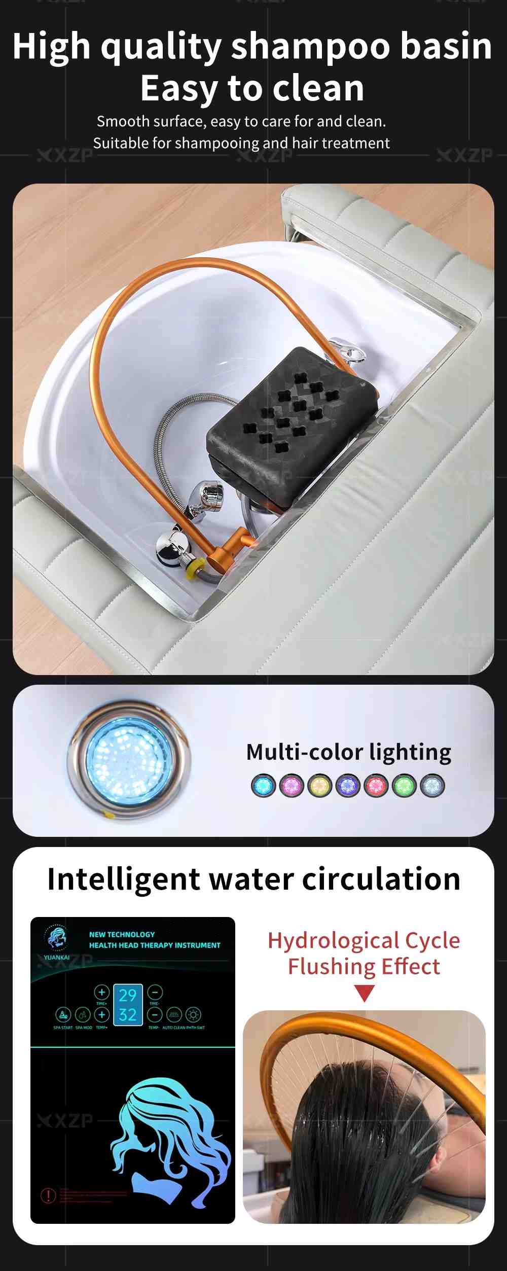 Multi-functional Massage Table Head Spa Bed with Shampoo Massage Footbath & Pedicure-for Hotel Living Room & Beauty Salon