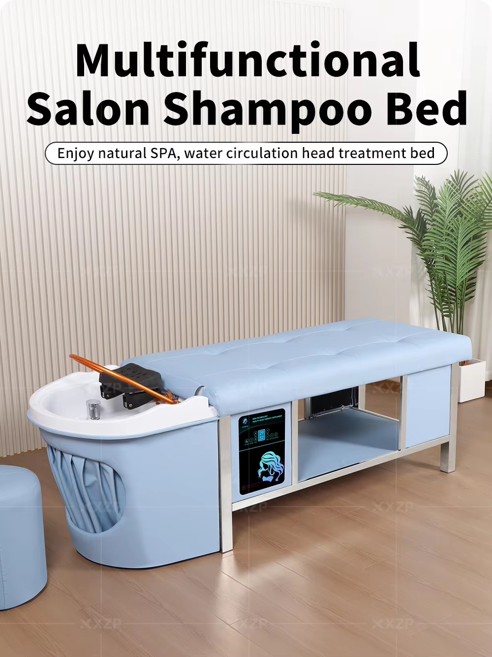 Hair Salon Furniture Thai Massage Shampoo Bed Stainless Steel Frame Beauty Salon Salon Center Head Spa Bed