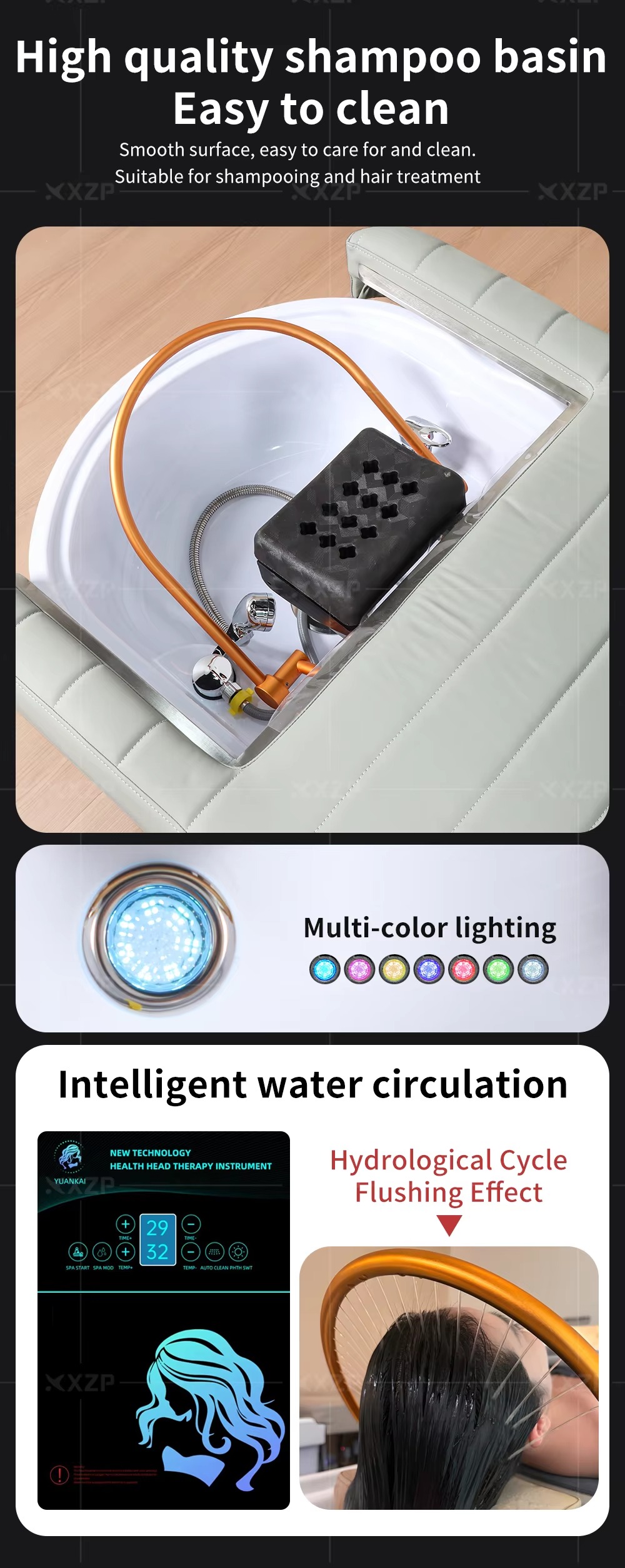 Multi-functional Massage Table Head Spa Bed with Shampoo Massage Footbath & Pedicure-for Hotel Living Room & Beauty Salon