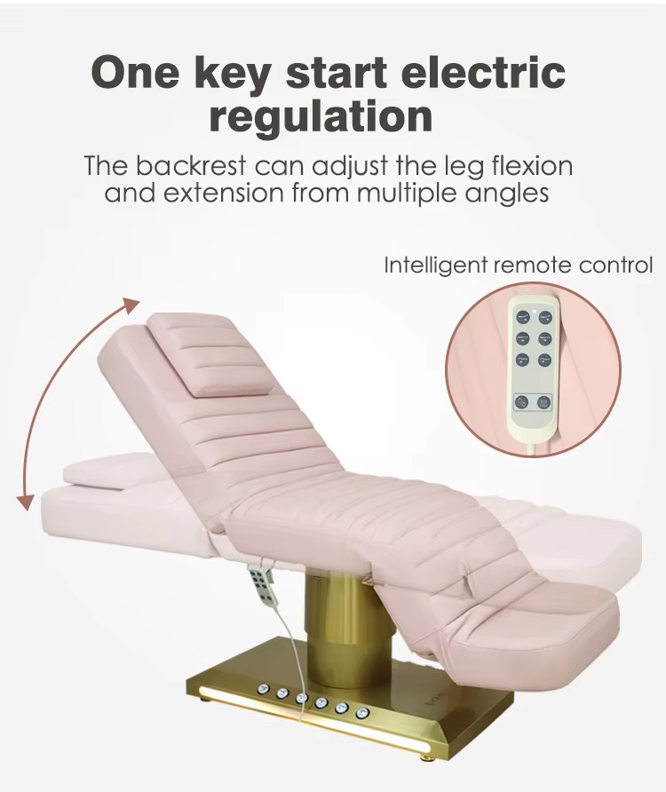 Modern Luxury Gold Spa Salon Beauty Bed Electric Facial Massage Table Eyelash Bed