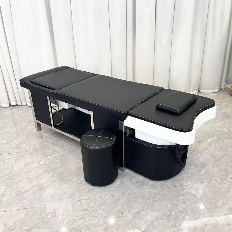 Modern Thai Spa Head Water Therapy Treatment Lay Down Washing With Foot Basin Massage Chair Salon Shampoo Bed