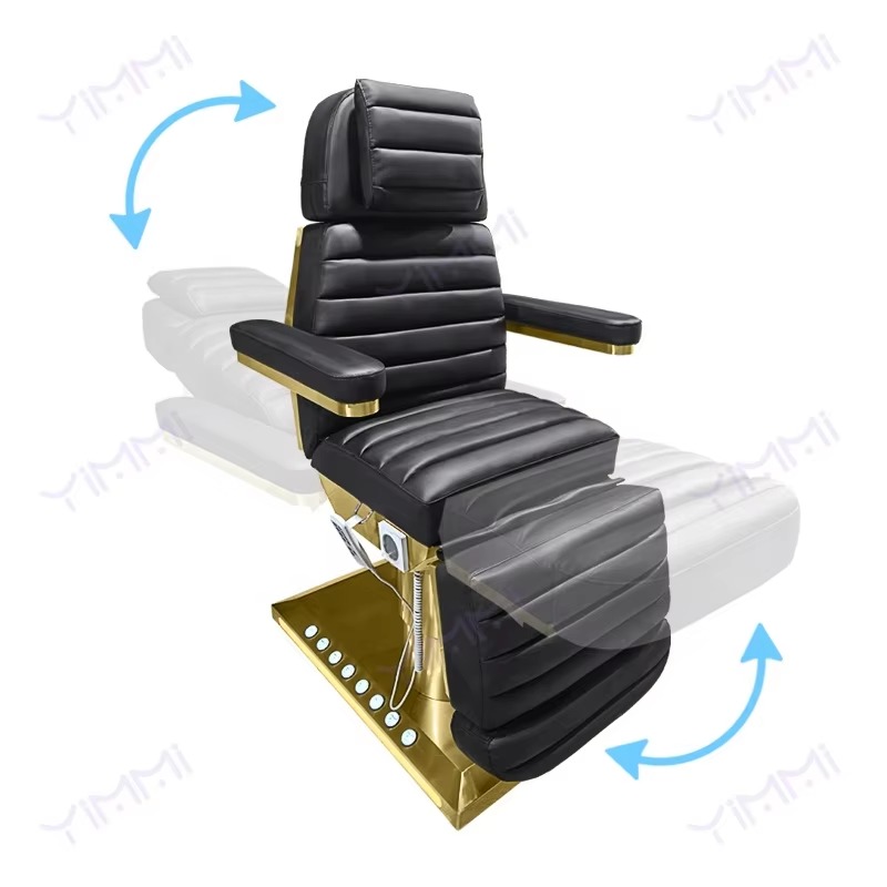 YIMMI Professional Beauty Bed with LED Light Strips Motorized Backrest Legrest Height Adjustment Electric Spa Table
