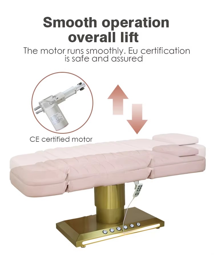 Modern Luxury Gold Spa Salon Beauty Bed Electric Facial Massage Table Eyelash Bed