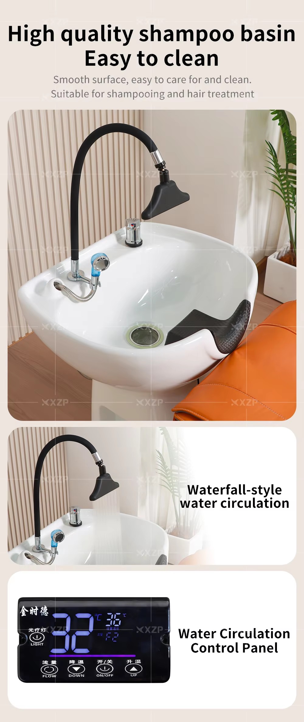 Salon Furniture Electric Luxury Beauty Salon Furniture Head Spa Shampoo Chair Bed Shampoo Chair Backrest Automatic Massage Chair