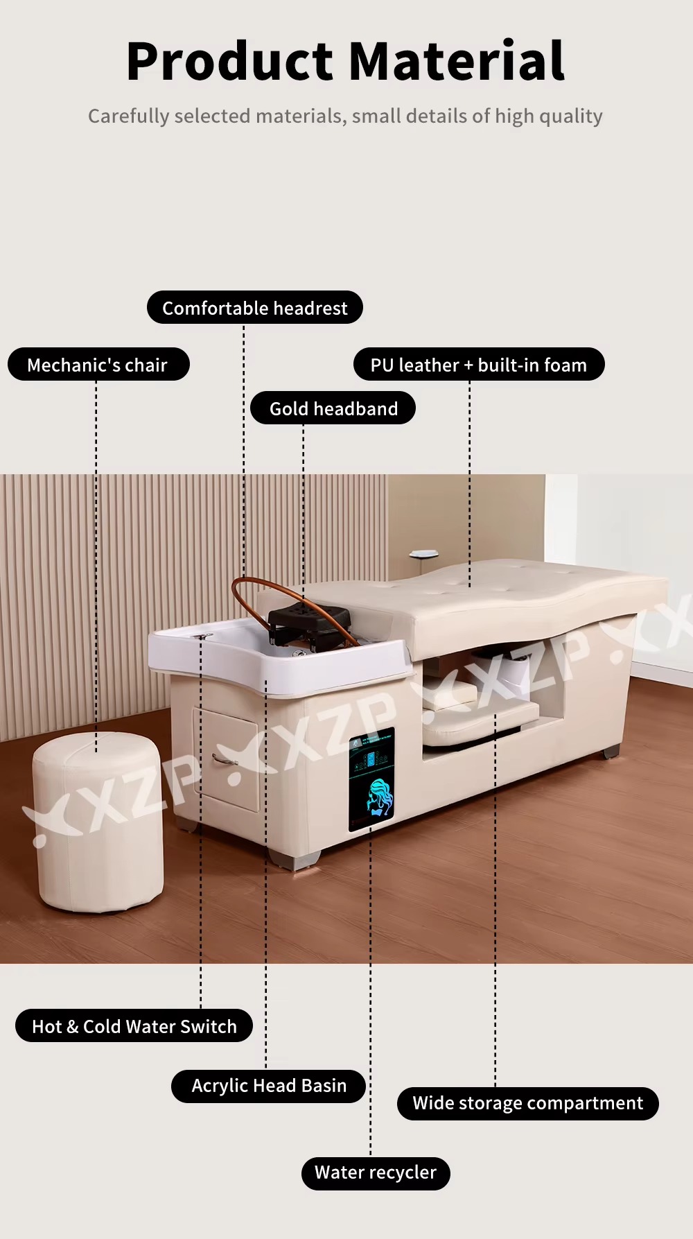 Multifunctional Beauty Salon Furniture Thai Massage Shampoo Bed Salon Spa Bed Head Spa Bed
