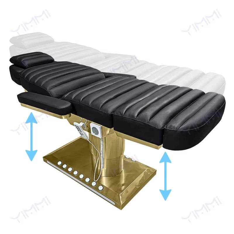 YIMMI Professional Beauty Bed with LED Light Strips Motorized Backrest Legrest Height Adjustment Electric Spa Table