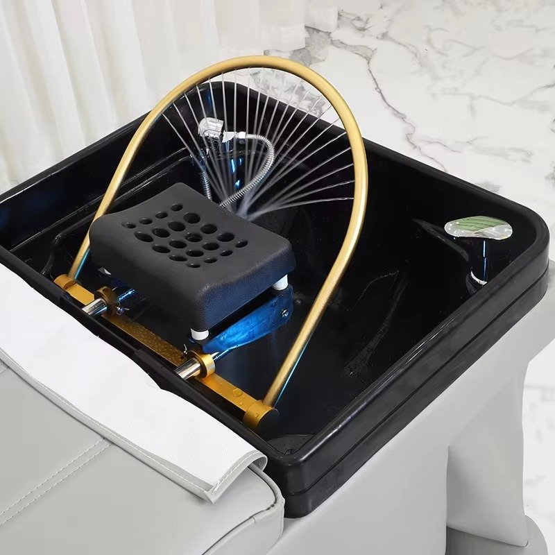 Hair Salon Equipment Salon Hair Head Spa Bed Wash Chairs Basin Shampoo Bed Steam Cover With Ceramic Ready to Shipping