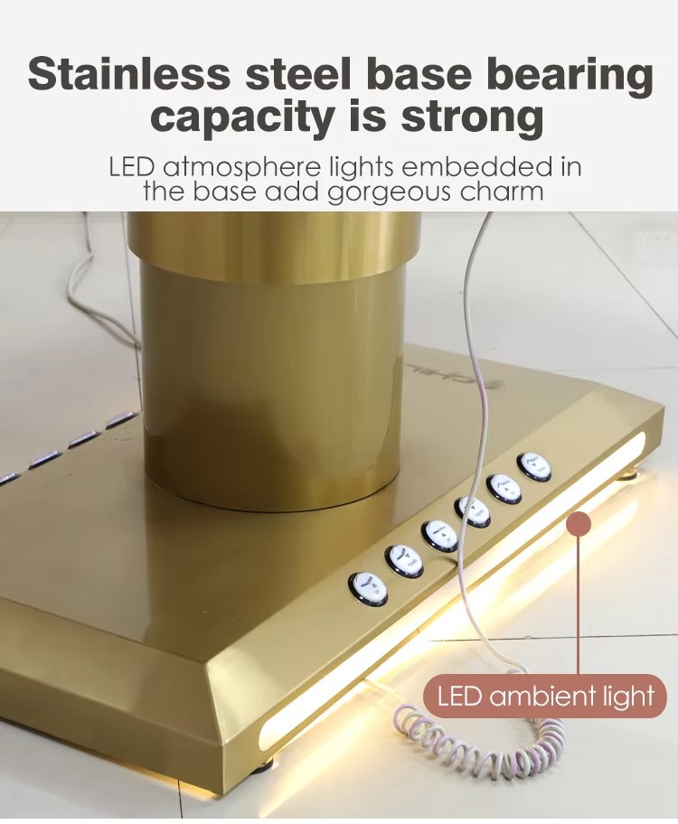 Modern Luxury Gold Spa Salon Beauty Bed Electric Facial Massage Table Eyelash Bed