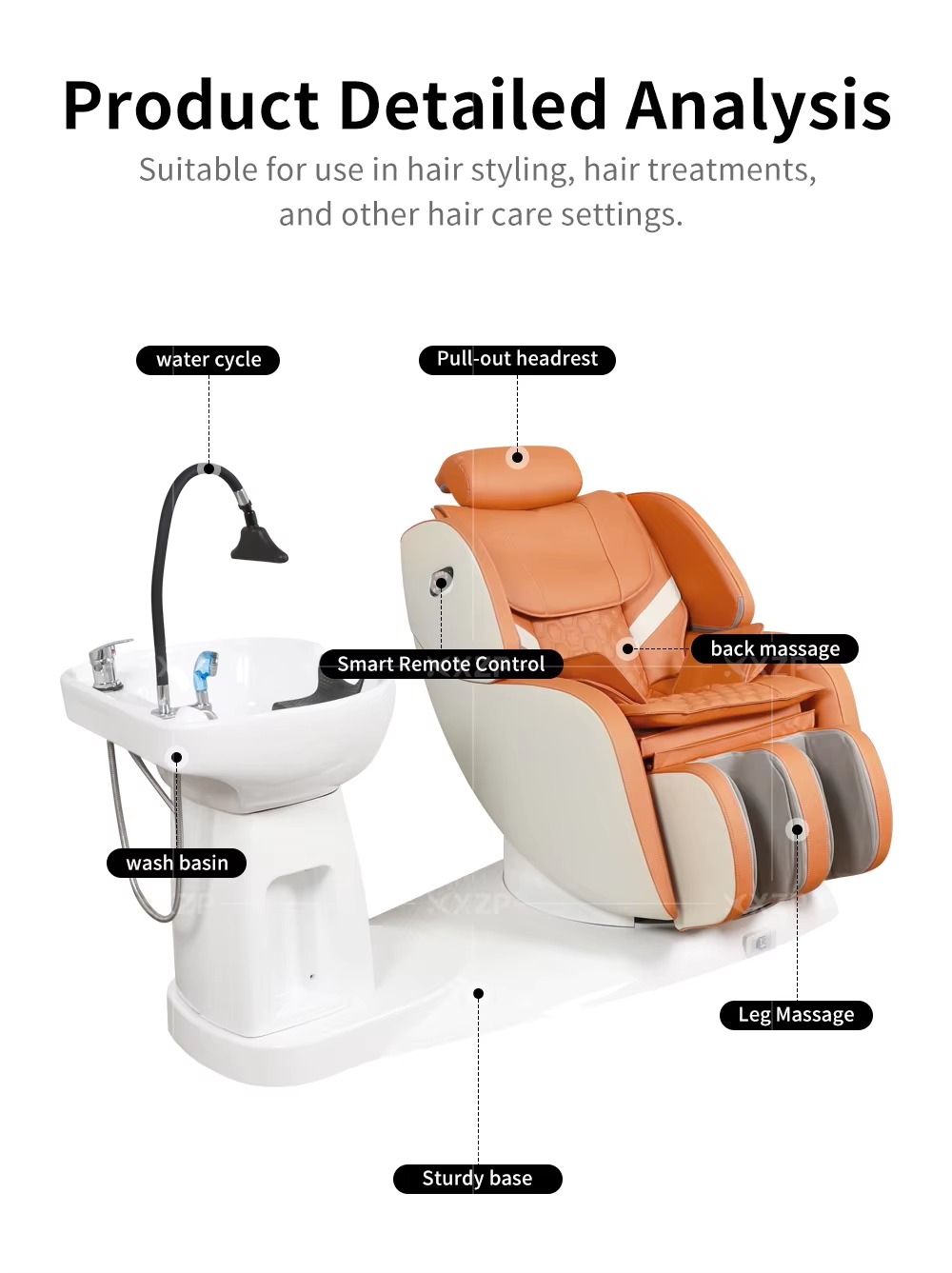High-quality Head Spa Shampoo Bowl Chair Electric Back Shampoo Chair Massage Shampoo Bed Spa Head Spa