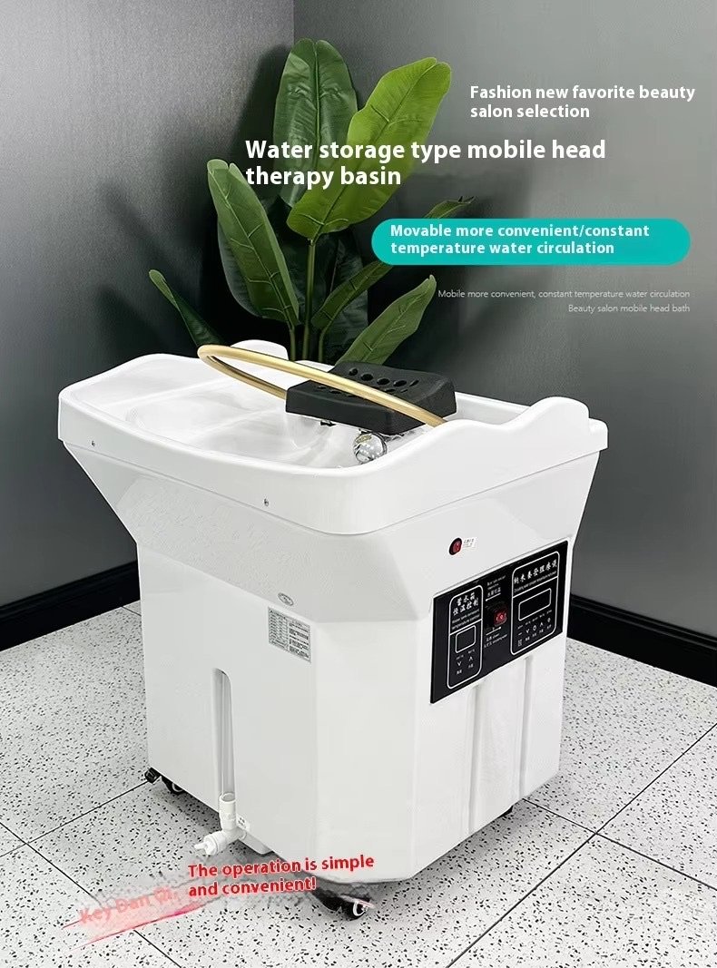 Movable Head Spa Shampoo Sink Water Circulation System Durable Modern Adjustable Hair Washing Bed Basin Professional Apartment