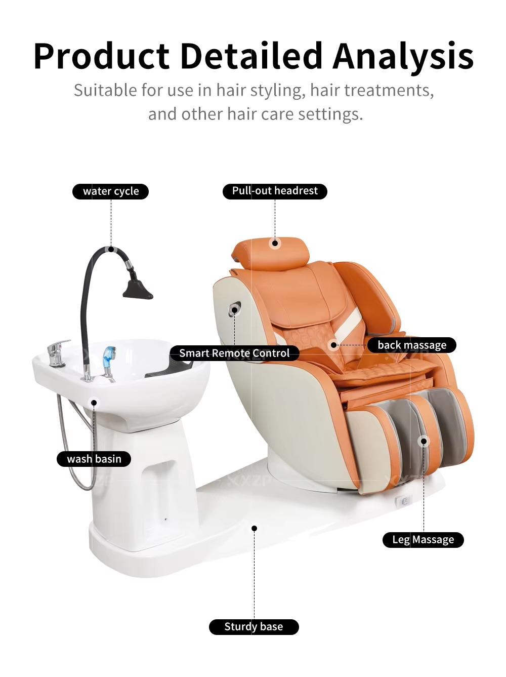 High-quality Head Spa Shampoo Bowl Chair Electric Back Shampoo Chair Massage Shampoo Bed Spa Head Spa
