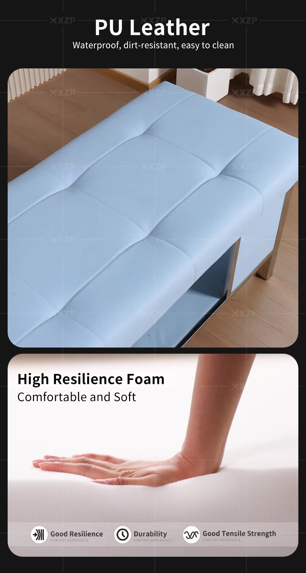 Hair Salon Furniture Thai Massage Shampoo Bed Stainless Steel Frame Beauty Salon Salon Center Head Spa Bed