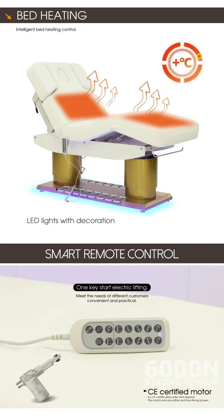 Modern beauty salon electric massage bed eyelash facial spa lounge chair electric beauty bed