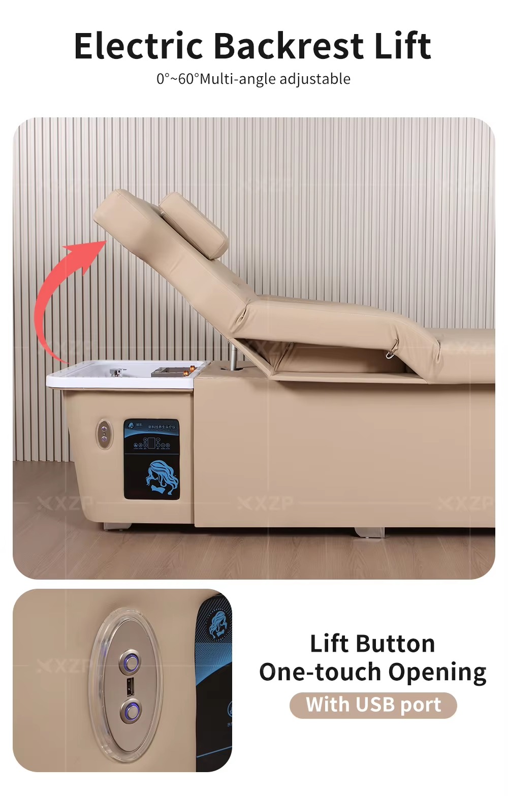 Luxury Multi-function Electric Massage Table Thai Head Therapy Spa Shampoo Bed Water Circulation Steamer Head Spa and Foot Spa