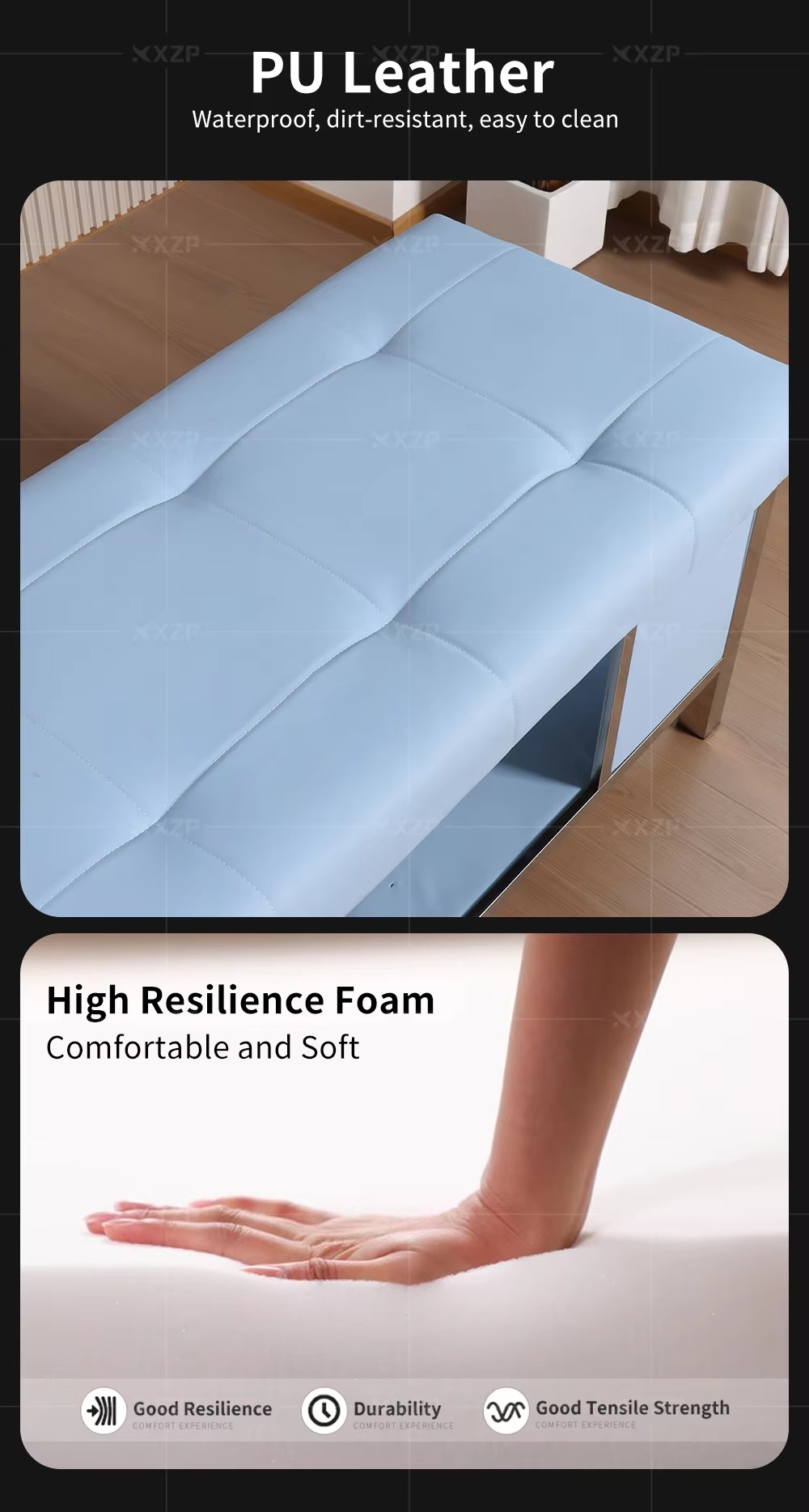 Hair Salon Furniture Thai Massage Shampoo Bed Stainless Steel Frame Beauty Salon Salon Center Head Spa Bed