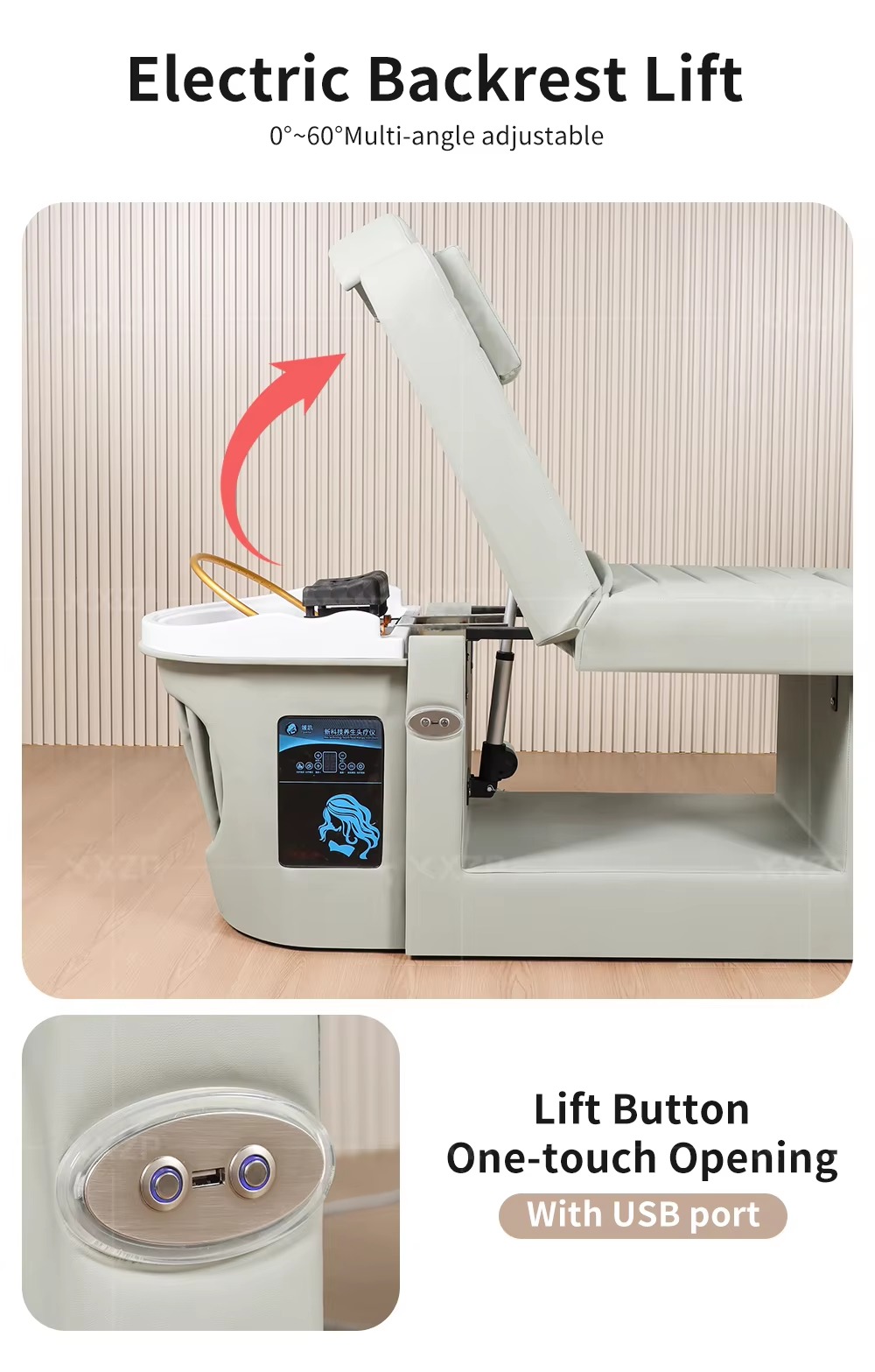 Multi-functional Massage Table Head Spa Bed with Shampoo Massage Footbath & Pedicure-for Hotel Living Room & Beauty Salon