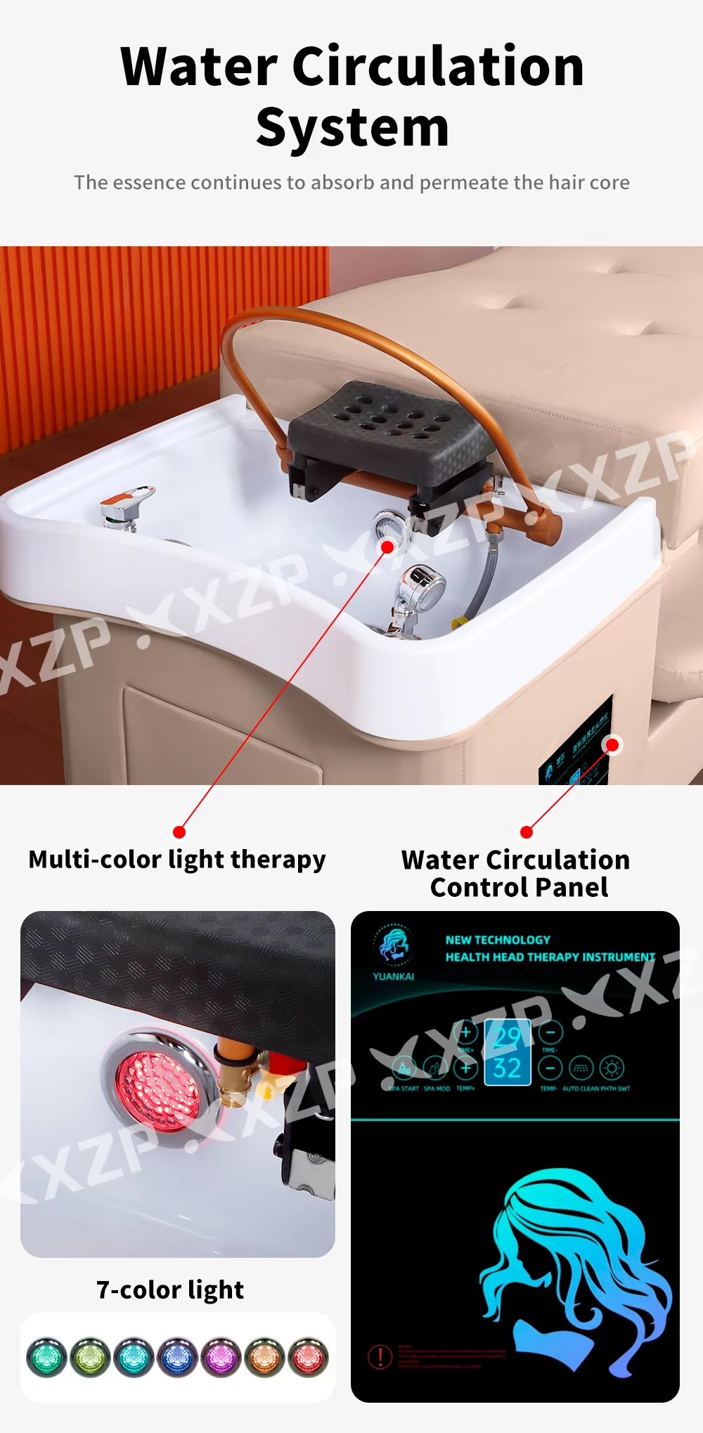 Multifunctional Beauty Salon Furniture Thai Massage Shampoo Bed Salon Spa Bed Head Spa Bed