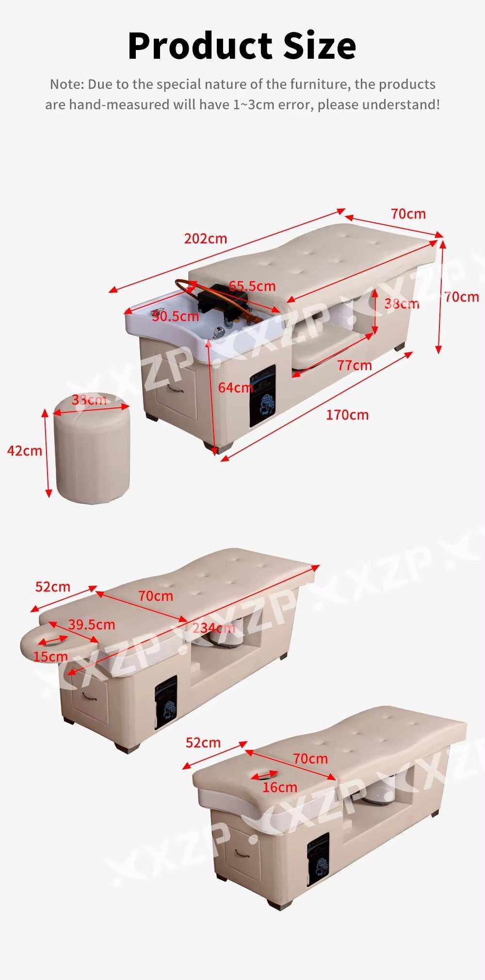 Beauty Salon Furniture Water Circulation Steamer Spa Thai Massage Table Head Spa Shampoo Bed