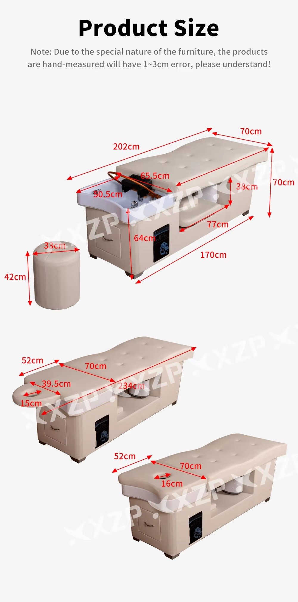 Beauty Salon Furniture Water Circulation Steamer Spa Thai Massage Table Head Spa Shampoo Bed