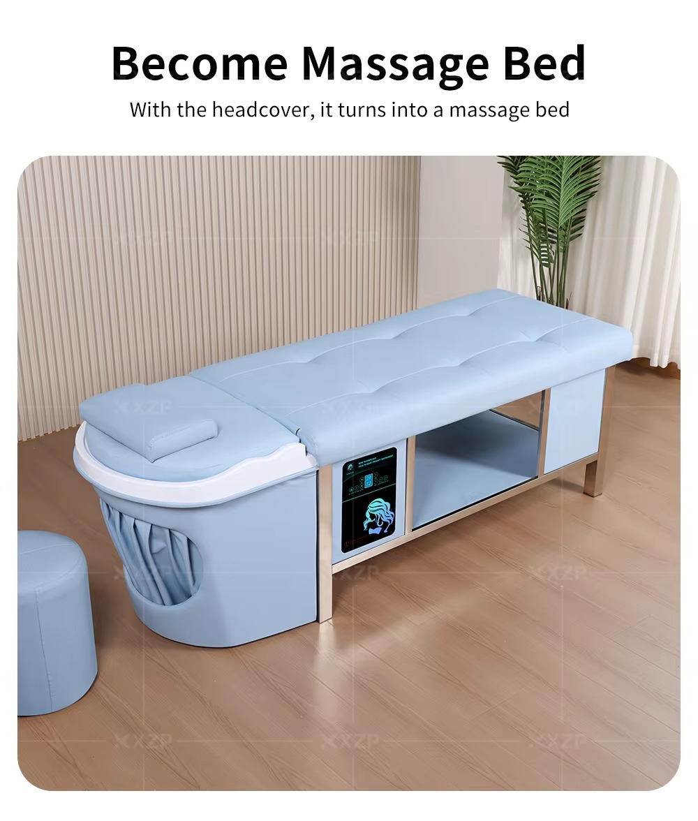 Hair Salon Furniture Thai Massage Shampoo Bed Stainless Steel Frame Beauty Salon Salon Center Head Spa Bed