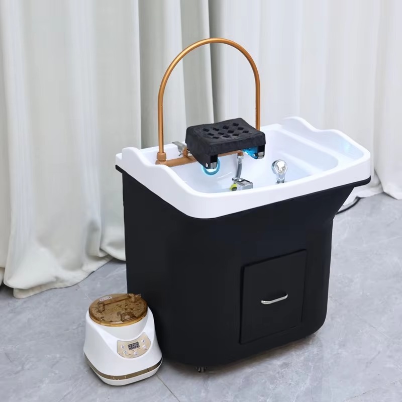 Japanese Head Spa Basin Modern Luxury Portable Shampoo Bowl for Spa Equipment Basin Mobile Salon Spa Sink for Beauty Barber Shop