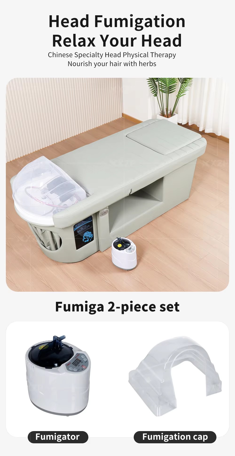 Multi-functional Massage Table Head Spa Bed with Shampoo Massage Footbath & Pedicure-for Hotel Living Room & Beauty Salon