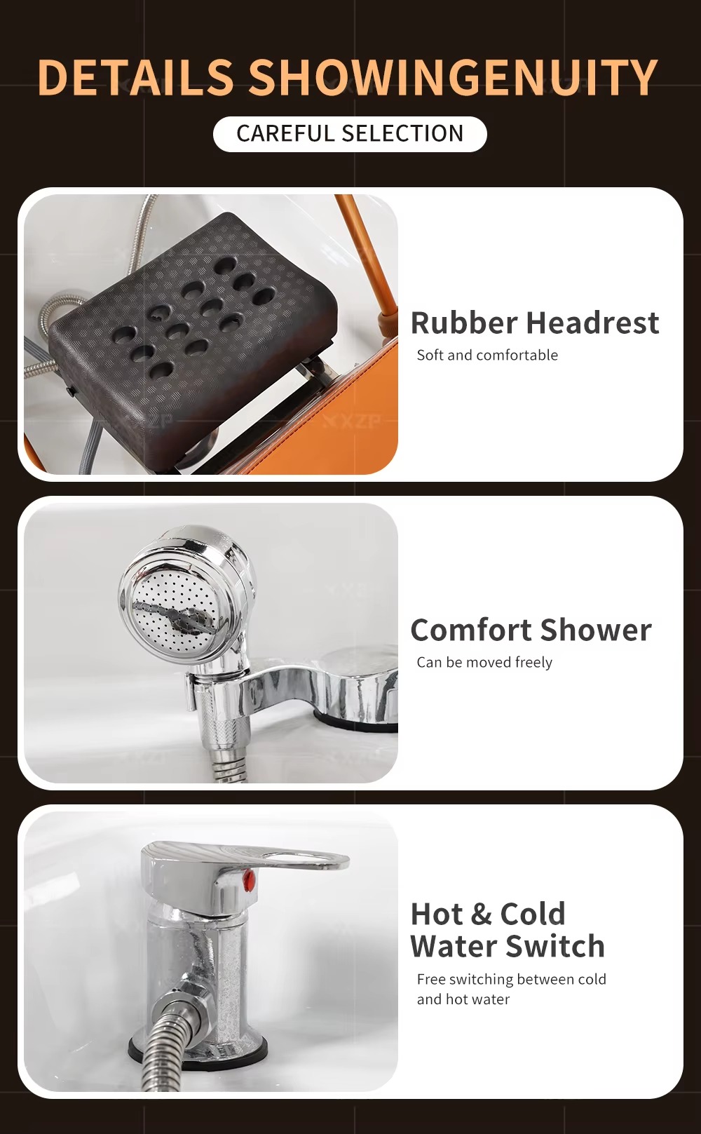 Factory High-end Modern Salon Furniture Massage Table Treatment Bed Beauty Salon Ceramic Basin Head Spa Shampoo Bed