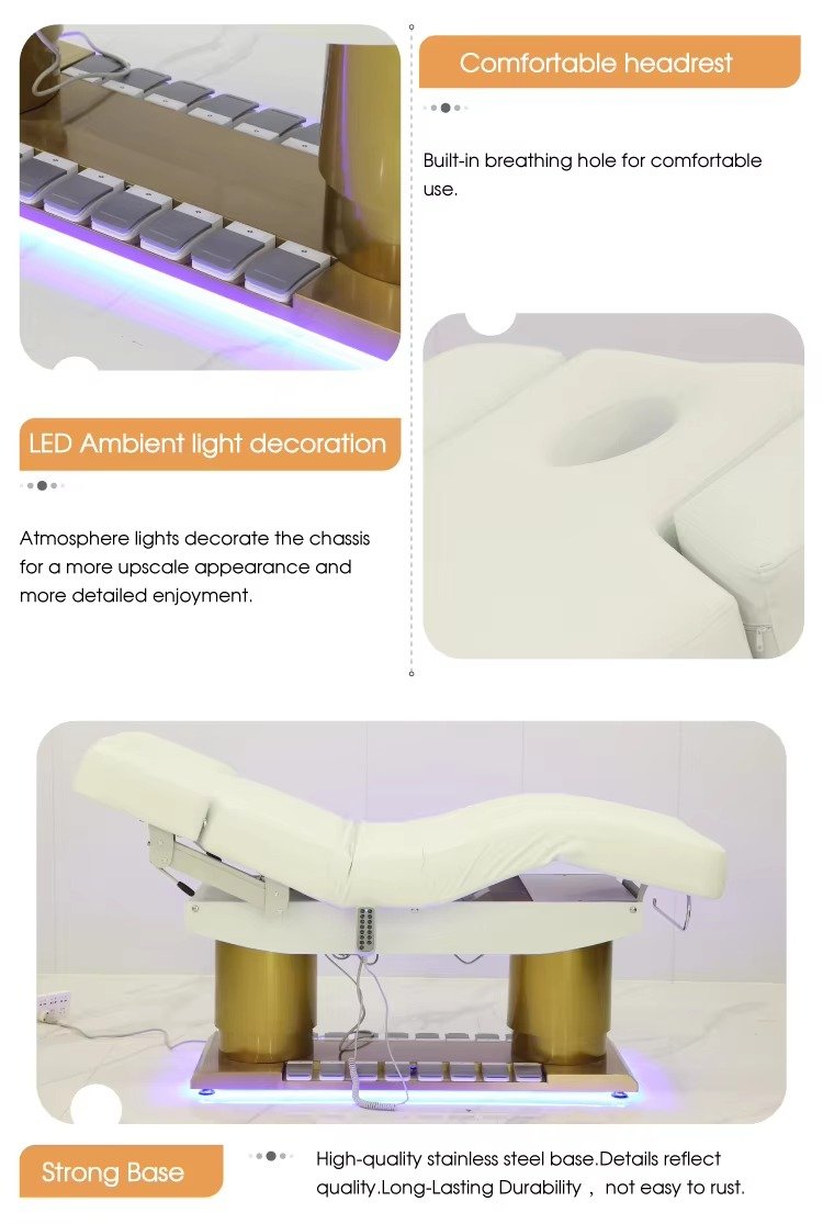 Modern beauty salon electric massage bed eyelash facial spa lounge chair electric beauty bed