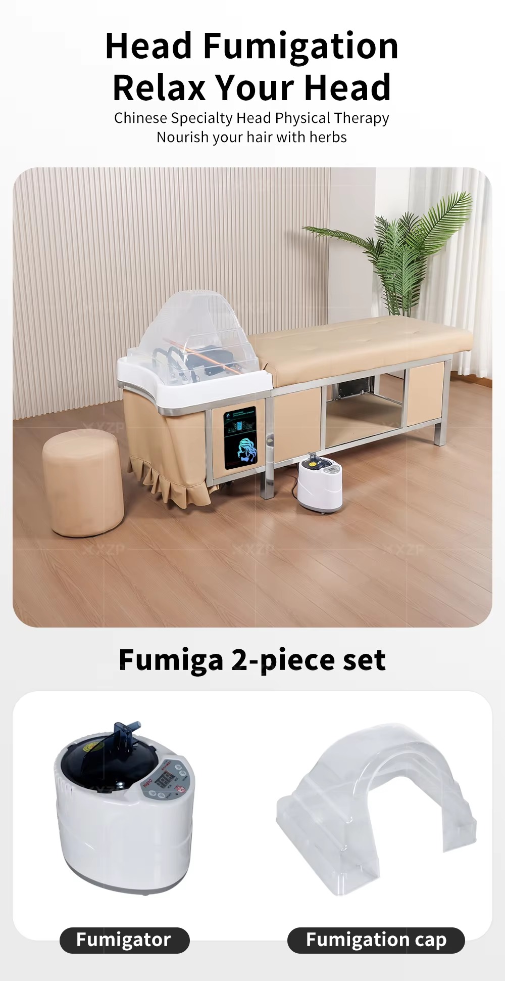 Multi Function Salon Furniture Equipment Double Tap Water Circulation Head Spa Stainless Steel Frame Massage Table Shampoo Bed